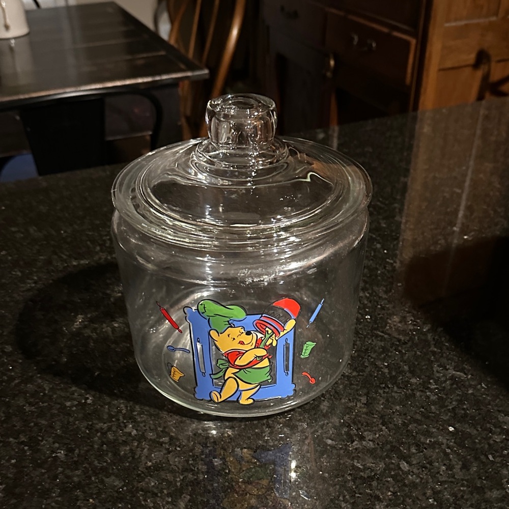 Winnie the Pooh Glass Cookie Jar with Lid - Clear Glass